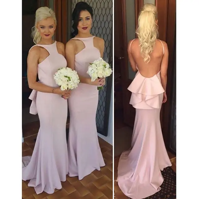 2016 Bridesmaid Dresses With Y Open Back And Peplum Custom 2016 Bridesmaid Dresses With Y Open Back And Peplum Custom Made Fuchsia Mint Green Long Gowns Under 100 In From
