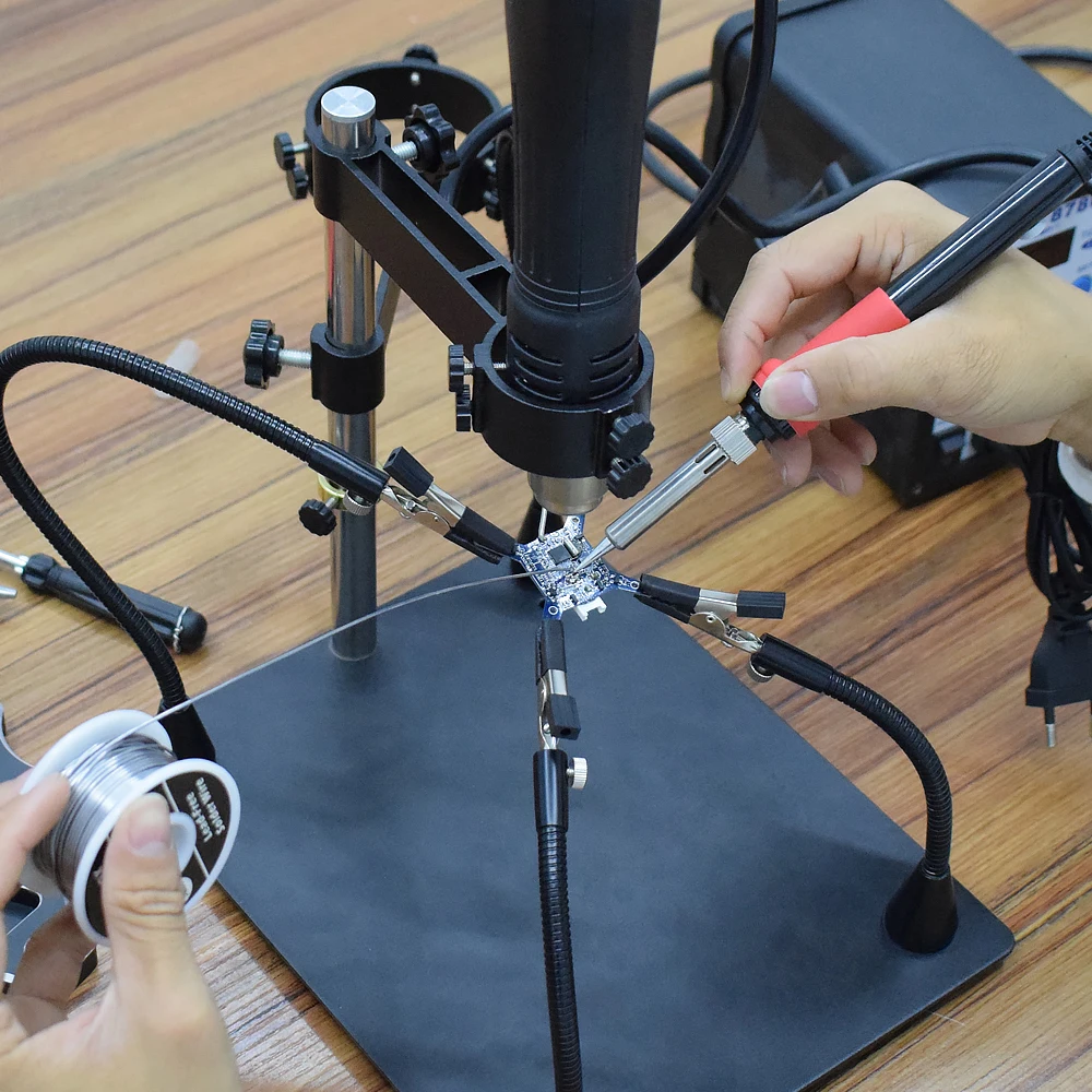 Hot Air Gun Soldering Station NEWACALOX Multifunctional Hot Air Gun Frame with Third Helping Hand for 878D 858 Soldering Station Repair Welding BGA PCB Chips