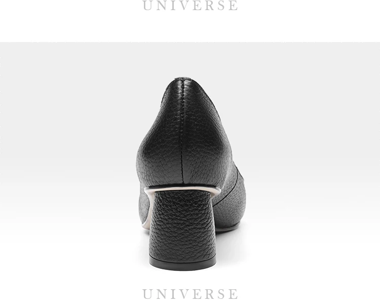 Элегантные женские туфли-лодочки из натуральной кожи больших размеров Universe 4,5-9; Цвет черный, серебристый; туфли на высоком толстом каблуке 1,97 дюйма; модельные туфли с острым носком; G028