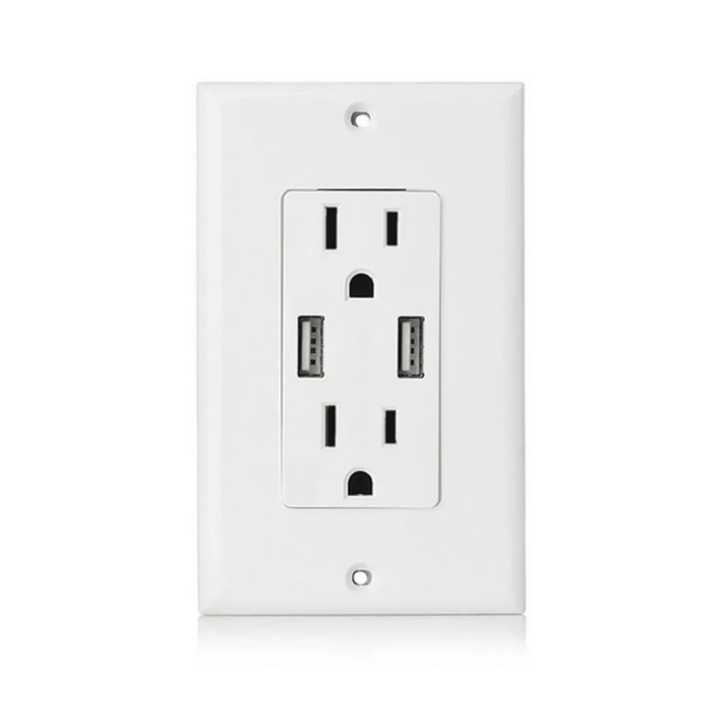 

Dual USB Port Wall Socket 2.4A Phone Charger Adapter High Speed Wall Outlet AC Power Plate Panel US Plug Portable Socket