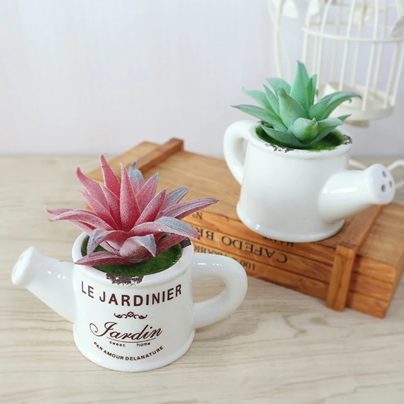 artificial plastic flowers with Ceramics vase cute artificial flower set home decoration for wedding flowers decoration (331)