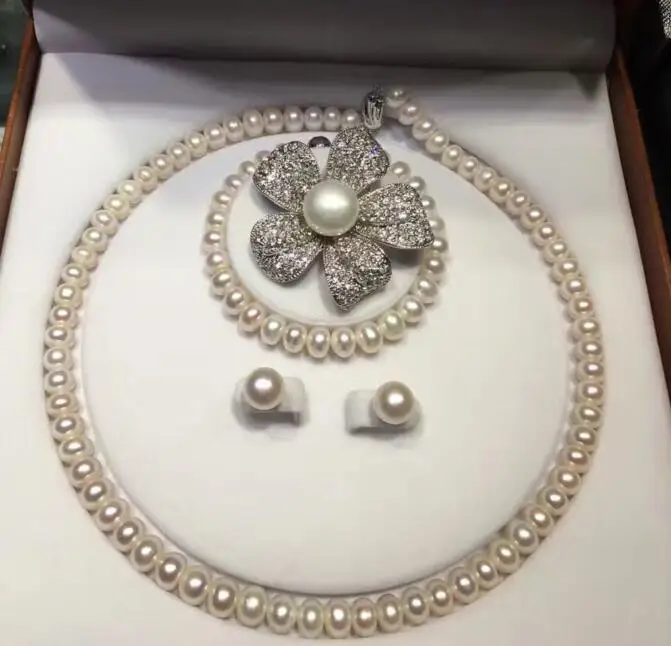 

luxury Noble jewelry Jewelry Set Lavender Pearl Necklace Bracelet Earring Brooch (Brooch Random match) Party Dress Wear