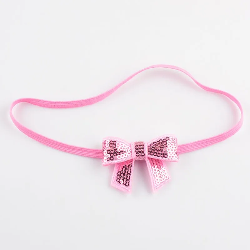 

1500pcs/lot Baby Girl Sequins Bow Thin Headband Newborn Photo props 15 color