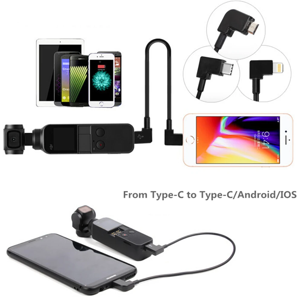 Type-C Data Cable Extension Cord for DJI Osmo Pocket Camera for Android iPhone