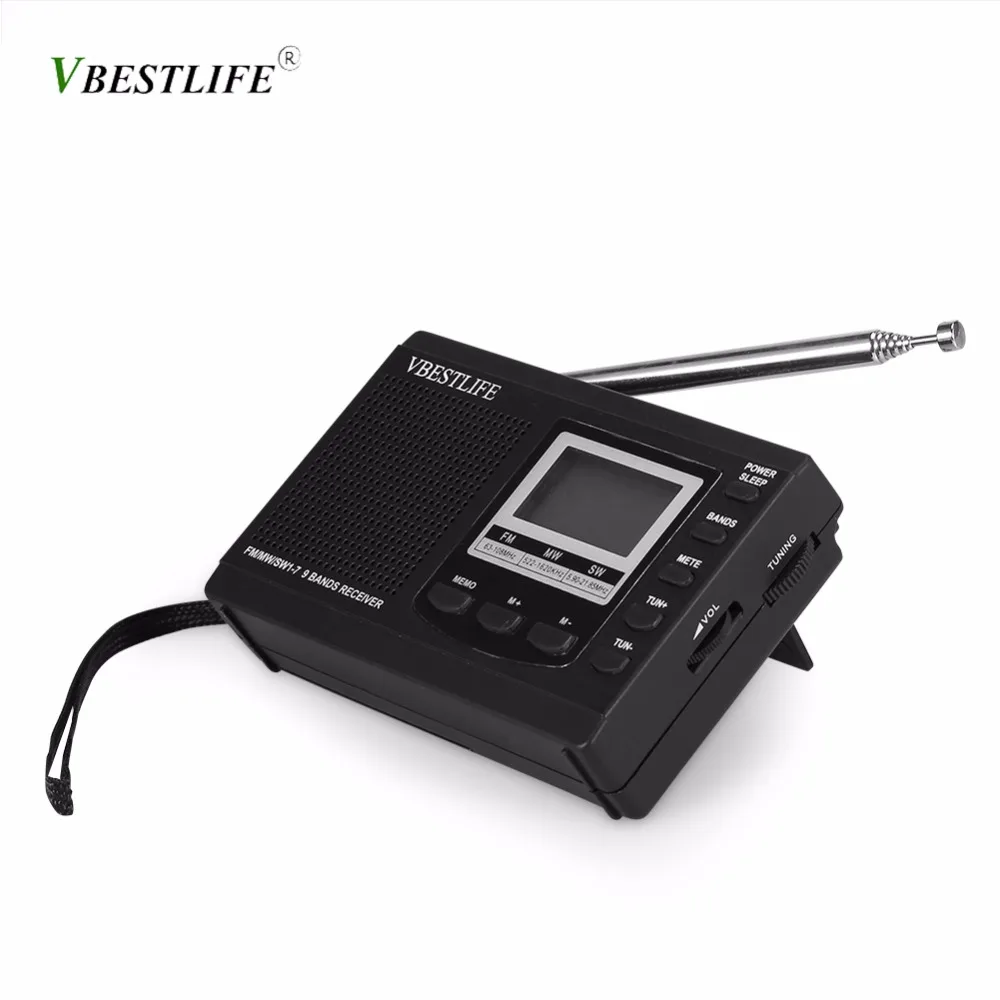 

VBESTLIFE Portable Mini Radio DSP FM MW SW Receiver Emergency Radio Digital Alarm Clock FM Radio Antenna FM Receiver LCD Display