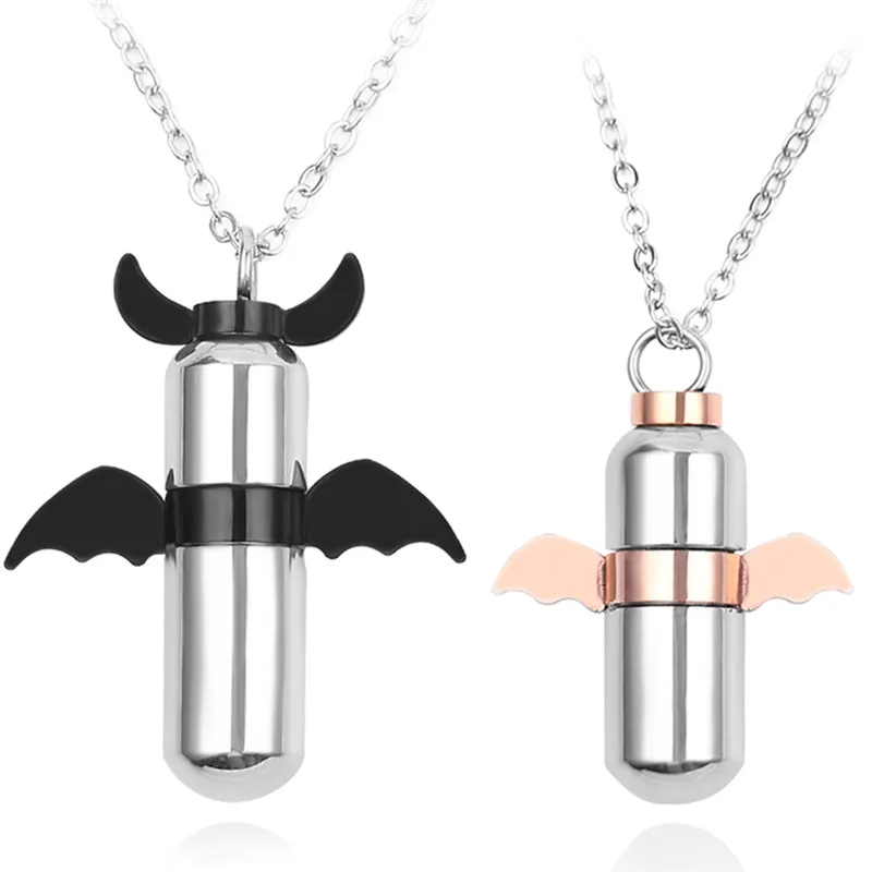 

angel demon capsules pendant stainless steel necklace lovers devil fashion jewelry necklaces pendants Man's woman's jewelry