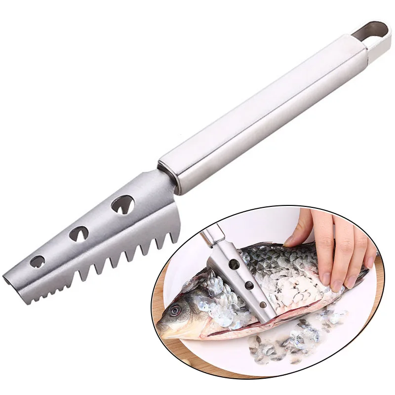 Рыба терка как выглядит Stainless Steel Meat Tools Fish Scales Scraper Fish Skin Brush Fast Remove Fish 