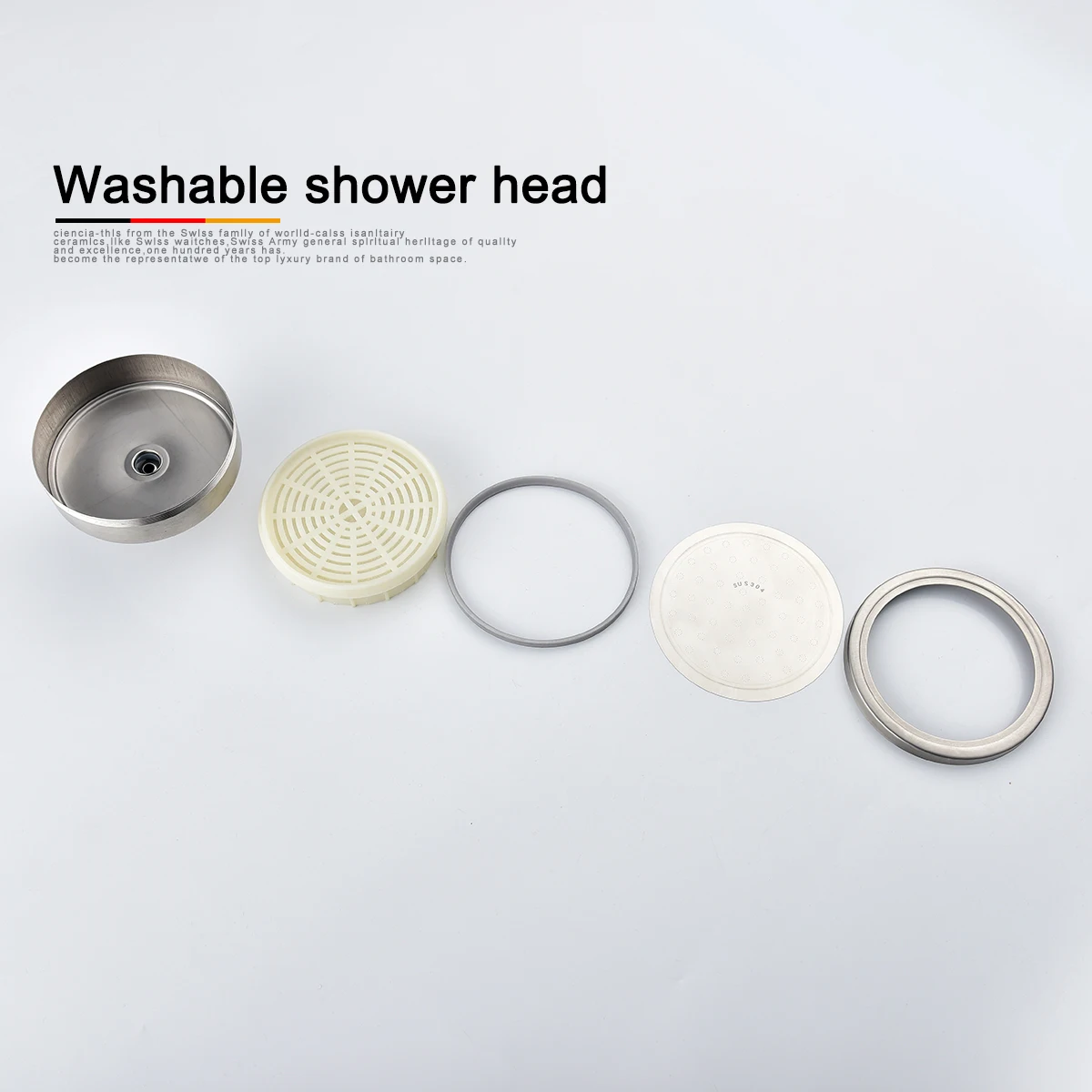 360 Degree Rotate Pressurized Water Saving Shower Head Strong but Soft Stainless Steel Brushed Nickel Ciencia shower head shower nozzle