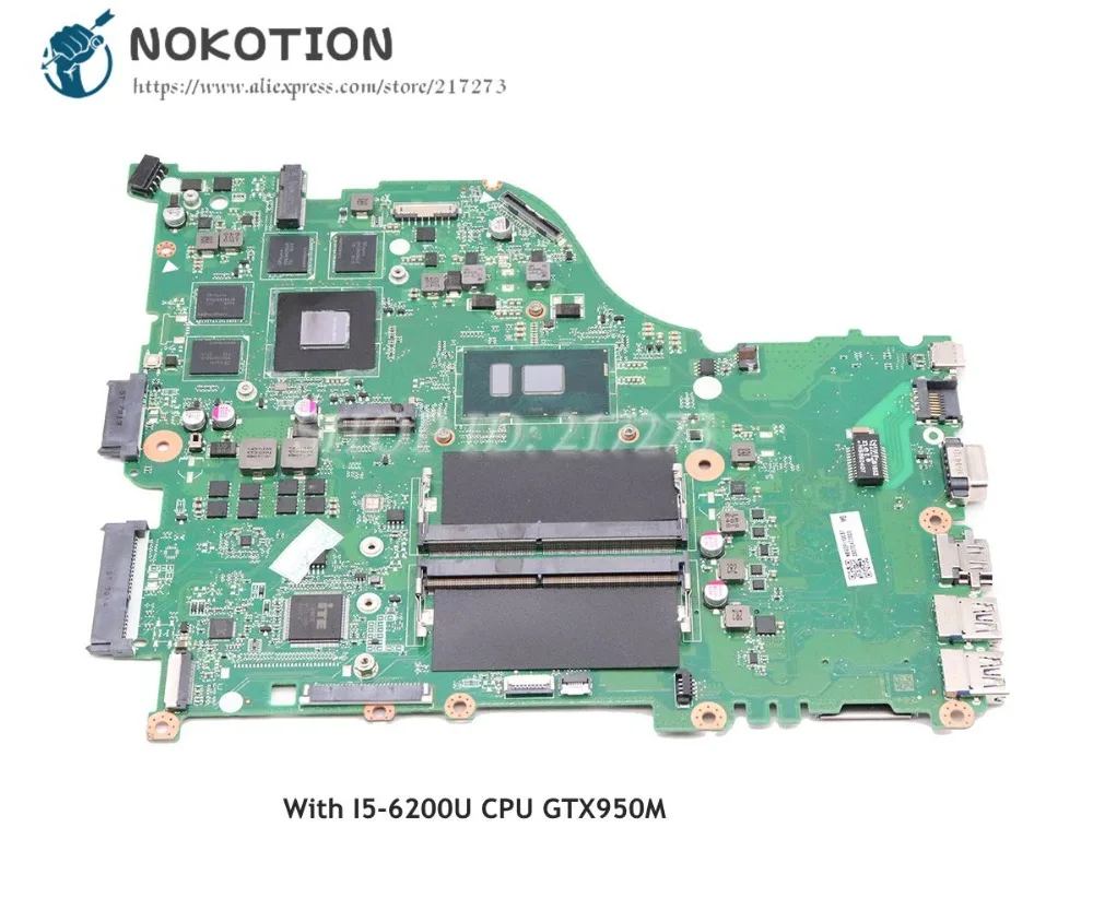 NOKOTION DAZAAMB16E0 NBGDZ11002 для Acer aspire E5 575 575G материнская плата ноутбука SR2EY I5 6200U CPU GTX950M