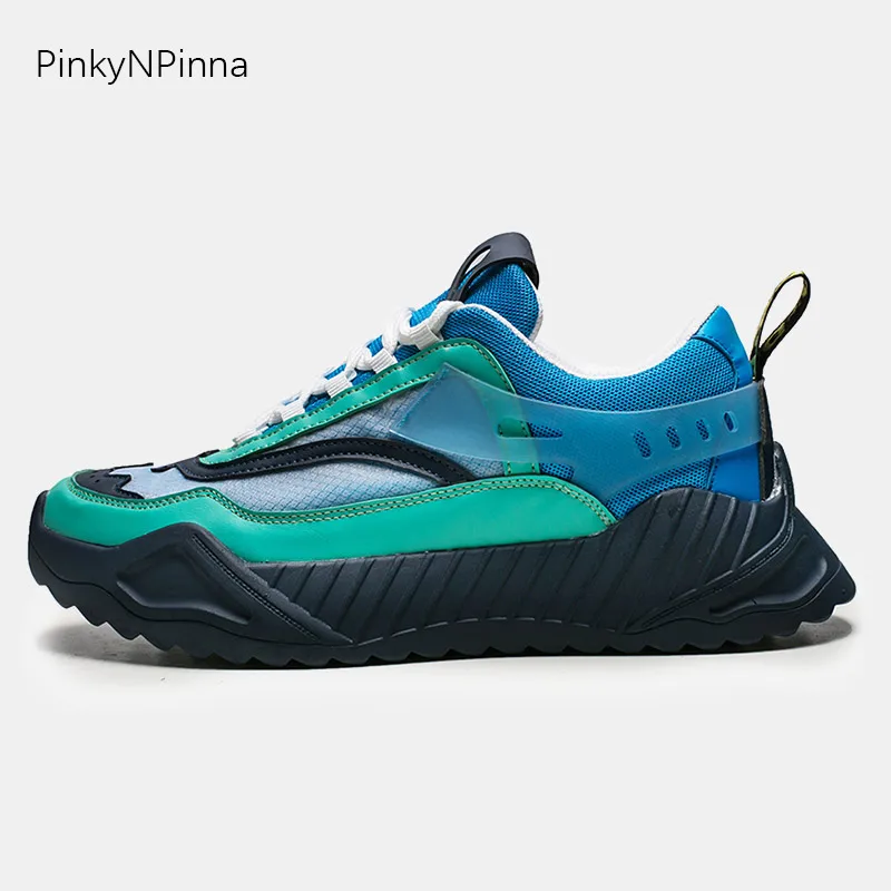 

2019 trendy young men sneakers breathable mesh soft thick bottom Macaron blue color outdoor street height increase casual shoes