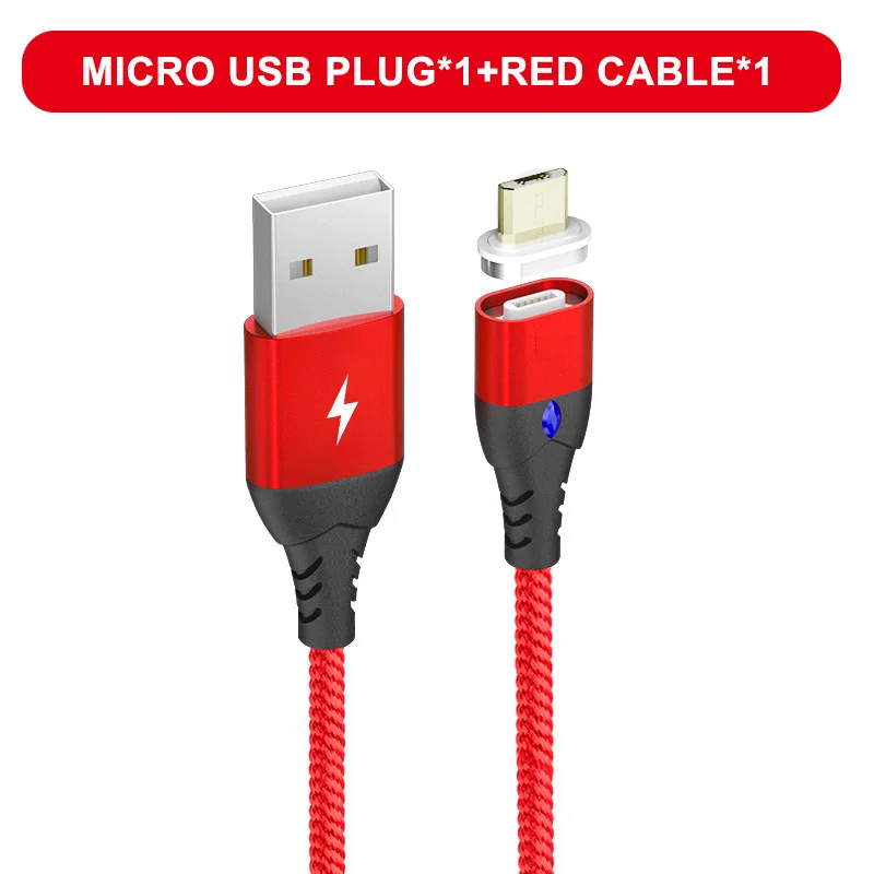 Oppselve светодиодный магнитный usb-кабель, магнитный штекер и кабель USB type C и кабель Micro usb и кабель USB для iPhone XS Max XR X 8 7 6 Plus - Цвет: Red Micro Cable