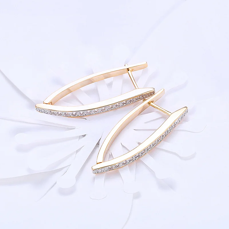 Cubic Zirconia Geometric Champagne Gold Color Hoop Earrings Poplar High Polished with CZ Hoop Jeweley For Wedding Party Gift (5)