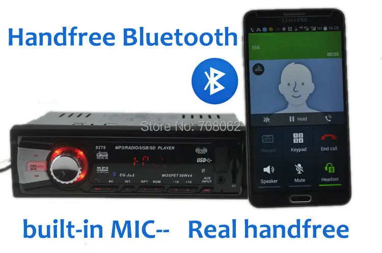 Стиль автомобиля Радио стерео плеер Bluetooth телефон AUX-IN MP3 FM/USB/1 Din/пульт дистанционного управления для iPhone/samsung Android 12 V