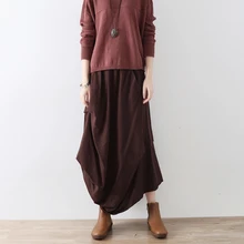 2018 New Vintage Women Long Skirt Fluid Original Design Linen Bust Skirt All match Female Irregular