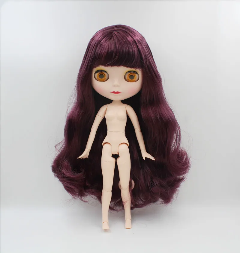Кукла Blygirl кукла Blyth вьющиеся волосы виноградной фиолетовой бахромы 1/6 Обнаженная