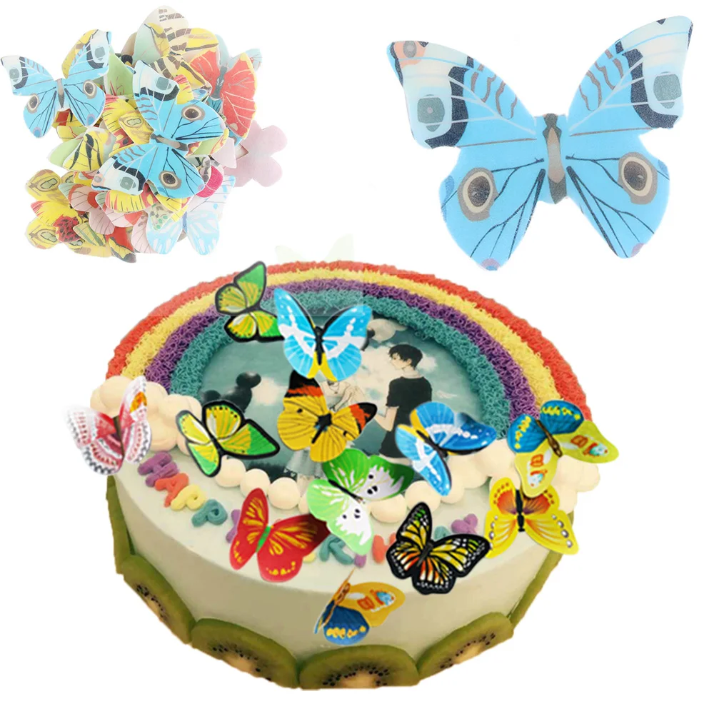 Mariposa X24 Cupcake Toppers Comestibles Papel De Arroz Tamaño W3.5 cm X H2.5