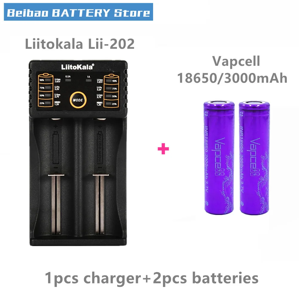 2шт VAPCELL 18650 3000mAh 3,7 V перезаряжаемая литиевая батарея высокой мощности непрерывная 20A vs keeppower дымовая E-CIG IMR батарея