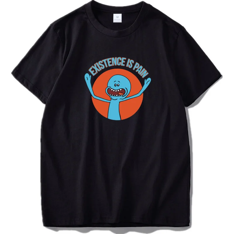 Mr. Meeseek/футболка унисекс с героями мультфильмов «Existence Is Pain», Camiseta Homme, милые хлопковые футболки, европейские размеры