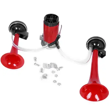 

178DB Super-Loud Red 12V Air Horn Dual Trumpet Compressor Car Truck Train Boat