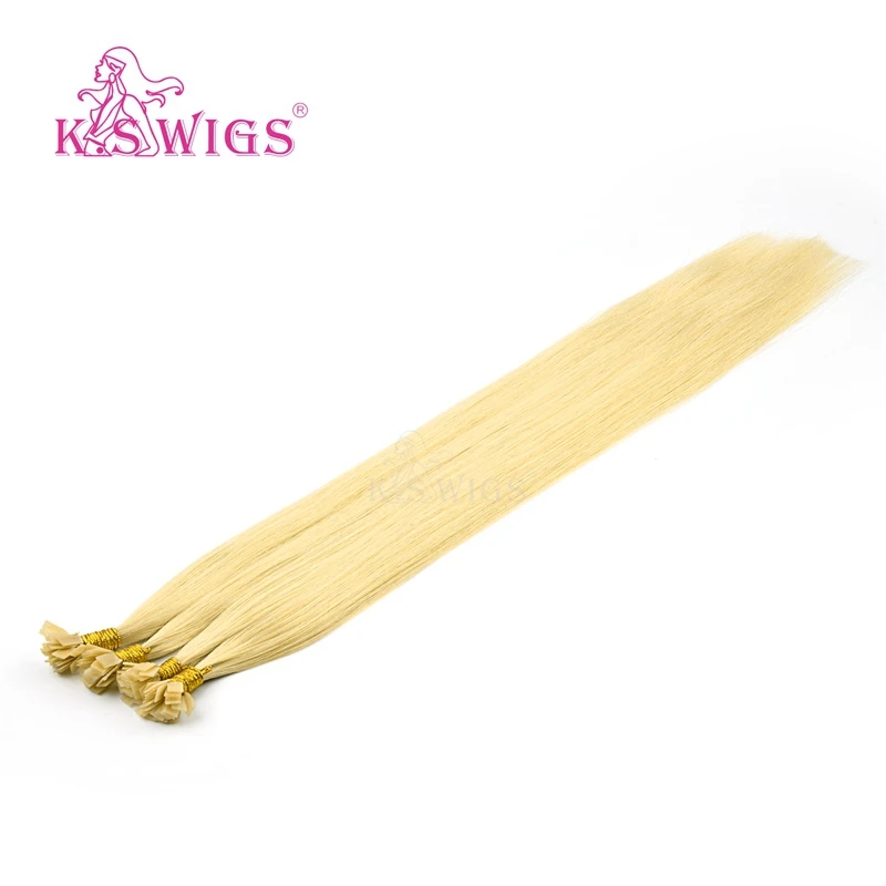 K.S Wigs 24'‘ Remy Pre Bonded Flat Tip Human Hair Extensions Straight Double Drawn Capsules Keratin Fusion Hair 1g/s - Цвет: #22