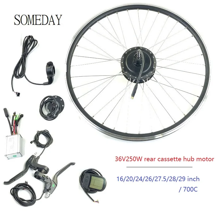 

SOMEDAY 36V250W Electric Bicycle Conversion kit with LCD5 Display E-bike Kits Rear Cassette hub Motor Wheel with Spoke and Rim