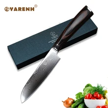 YARENH 5 damascus steel Santoku Knives Color wood handle best kitchen knives fillet knife japanese chef