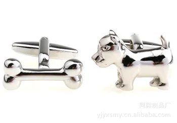 

20pairs/lot Cute Dog Bone Cufflinks Silver Cuff Links Cuff Button Men's Trendy Jewelry Cufflink High Quality