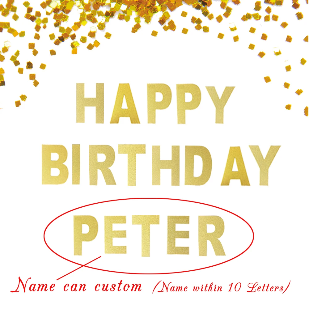 Banderole D Anniversaire Personnalisee 1 Ensemble Joyeux Anniversaire Nom Banderole D Anniversaire Doree A Paillettes Avec Nom Nom Dans 10 Lettres Aliexpress