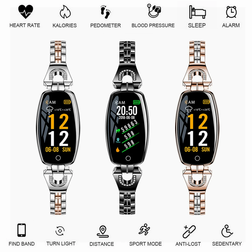 

H8 HR luxurious Smartwatch Women Lady Ladies Smart Watch Girl Bracelet Wristband Female Jewel Watches Clock Fashion Wear Band