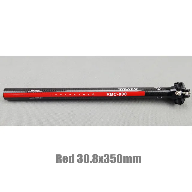 TMAEX полностью карбоновый подседельный 27,2/30,8/31,6*350/400 мм карбоновые велосипедные Запчасти MTB подседельный штырь дорожный карбоновый Подседельный штырь ультралегкий регулируемый - Цвет: Red 30.8x350mm