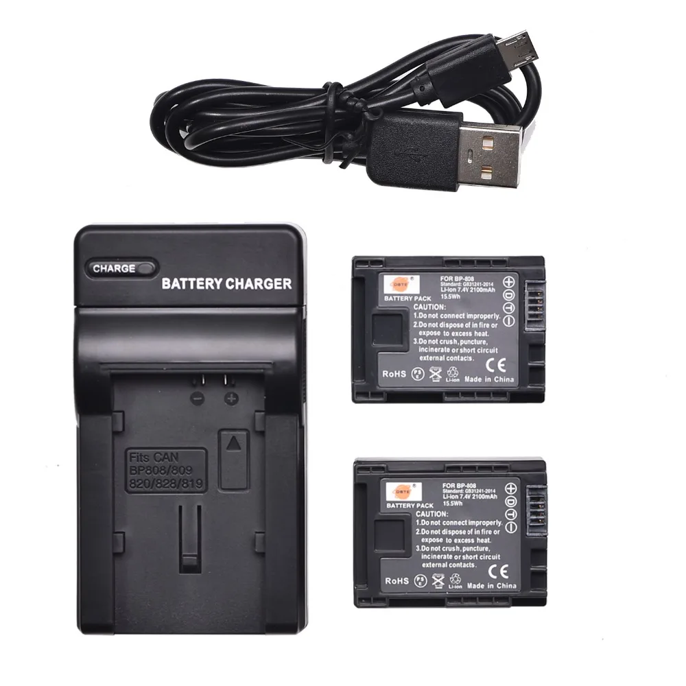 DSTE 2PCS BP 808 Battery + UDC26 USB Port Charger for Canon FS406 FS46