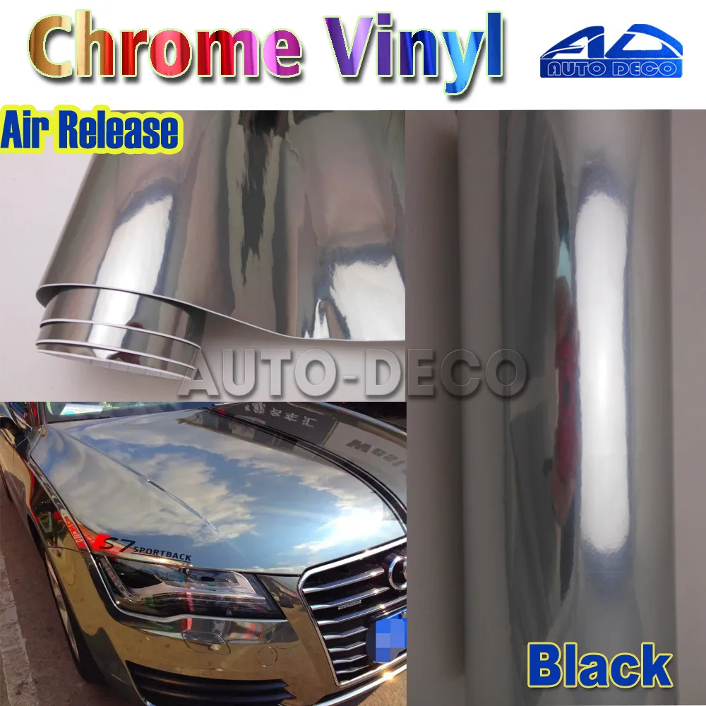 Wholesale Black Chrome Vinyl Film Car Sticker Wrap Sheet with Air