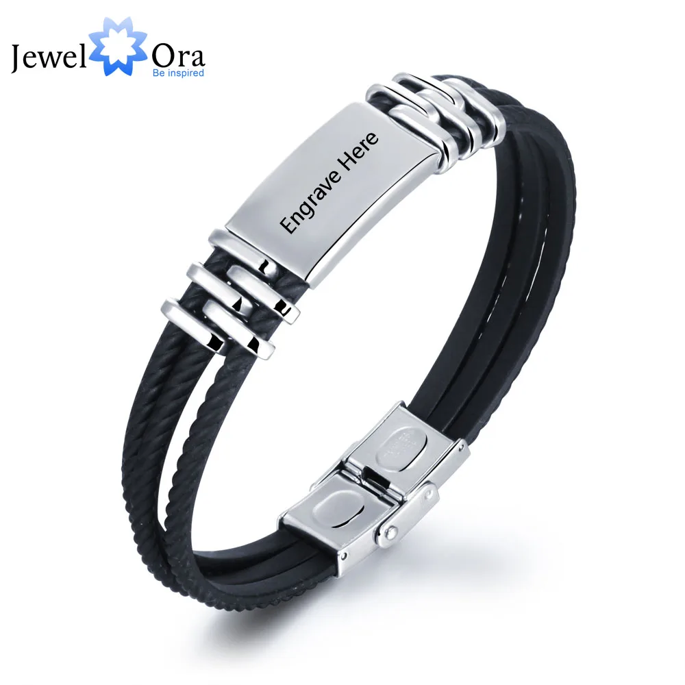 

Personalized Engrave Bracelets For Men Stainless Steel Customization 210mm Length Bracelets & Bangles (JewelOra BA101450)
