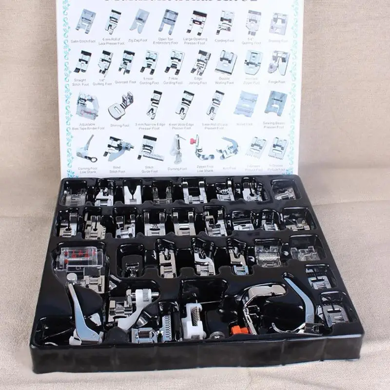 

32pcs/set Presser Sewing Machines Foot Feet Snap On Sewing Domestic Household Sewing Tools Box Set ferramenta
