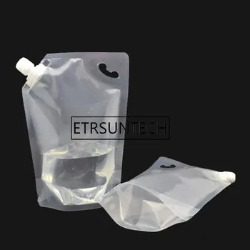 

200pcs 2L Portable Transparent Collapsible Water Pouch Outdoor Camping Hiking Folding Spout Drinking Water Storage Bags