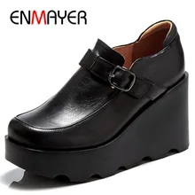 ENMAYER Wedges Shoes for Women High Heels Pumps Size 39 Black Shoes Round Toe Platform Shoe Buckle Strap Casual Pumps цена ENMAYER Wedges Shoes for Women High Heels Pumps Size 39 Black Shoes Round Toe Platform Shoe Buckle Strap Casual Pumps цены онлайн