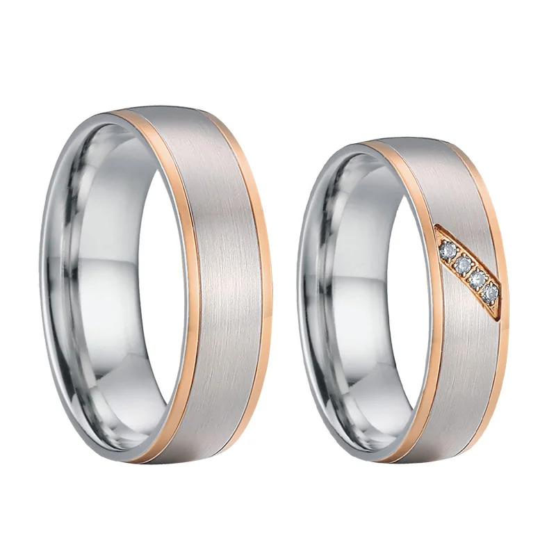

Custom handmade Wedding Band Titanium Rings for men Unique Alliances Rose Gold Color Couple Rings for women