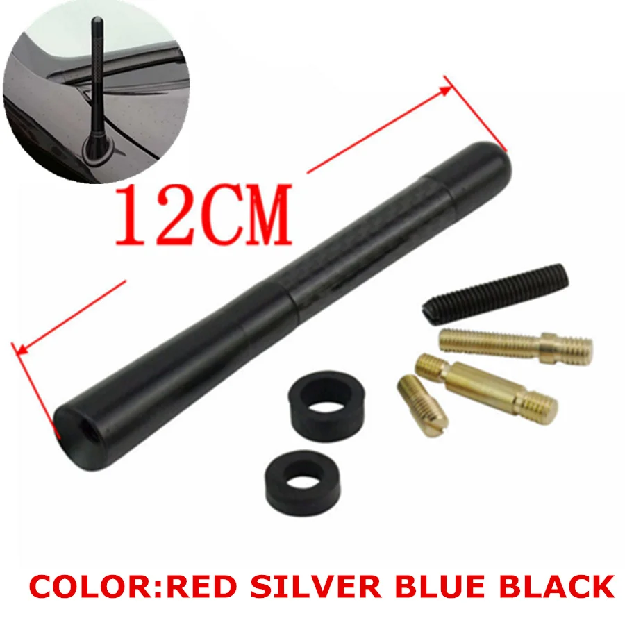 

UNIVERSAL 12CM BLACK CARBON FIBER CAR SHORT SCREW ON RADIO STEREO ANTENNA KIT FOR KIA HYUNDAI MAZDA BMW BENZ VW OPEL AUDI HONDA
