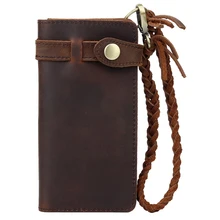 Cartera de mano de cuero de vaca Premium garantizada cartera de mano larga Crazy Horse para hombre carteras de Tarjeta de Marca monederos de hombre Vintage monederos de hombre de negocios