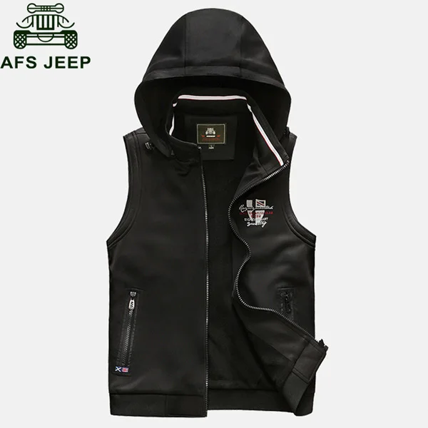 Afs Jeep 2018 Autumn Vest Men Casual Hooded Collar Mens Waistcoat