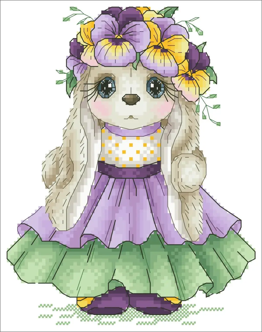 

Flower Fairy rabbit cross stitch package cartoon animal 14ct cloth cotton thread embroidery DIY handmade