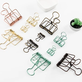 

FangNymph Metal Solid Color Hollow Out Binder Clips Notes Letter Paper Clip Office School Supplies Model Optional S/M/L