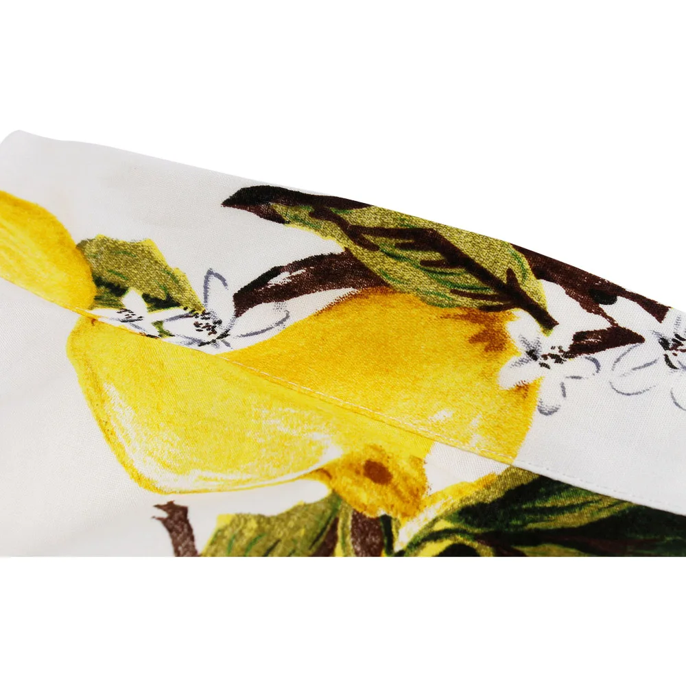 SISHION/юбка с фруктовым принтом лимона; белая и желтая хлопковая летняя юбка до колена; 50 s; винтажные юбки; плиссированная юбка