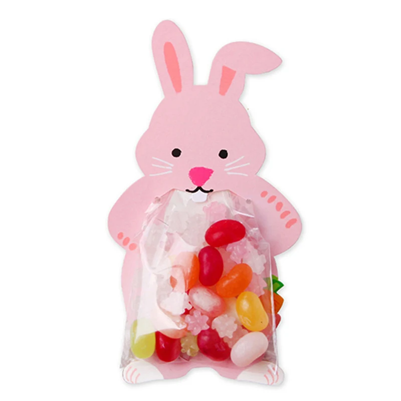 10 шт. Подарочный пакет с мультяшным медведем и кроликом для упаковки конфет и печенья для сладостей, свадебной вечеринки, подарочная упаковка - Цвет: rabbit