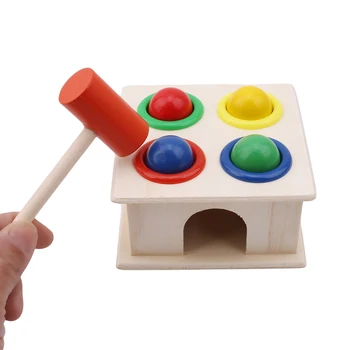 

Children Early Learning Knock Music Educational Toy Colorful Hammering Wooden Ball Wooden Hammer Box Birthday Gift for Boy Girl