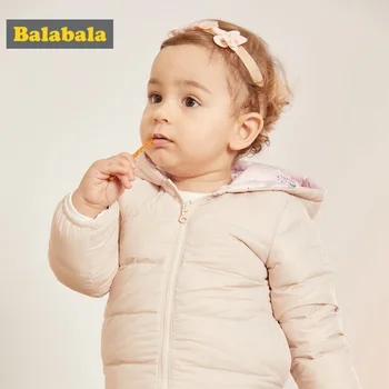 

Balabala Toddler Girls Reversible Lighweight Hooded Down Jacket Children Kid Hooded Puffer Jacket with Full Zip in Chinlon Lined