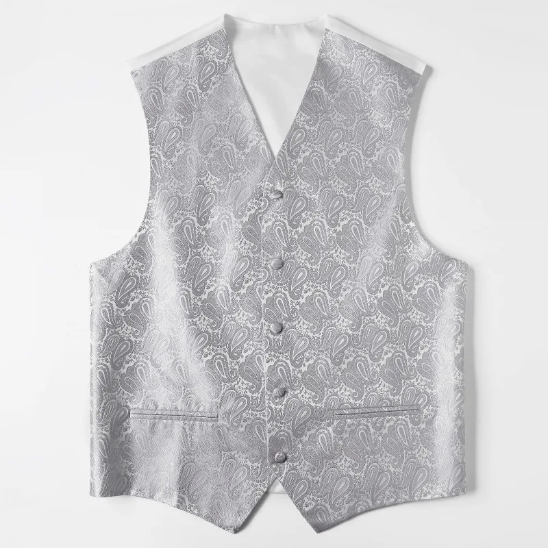 Slim Fit Vest, Paisley preto, Coletes De