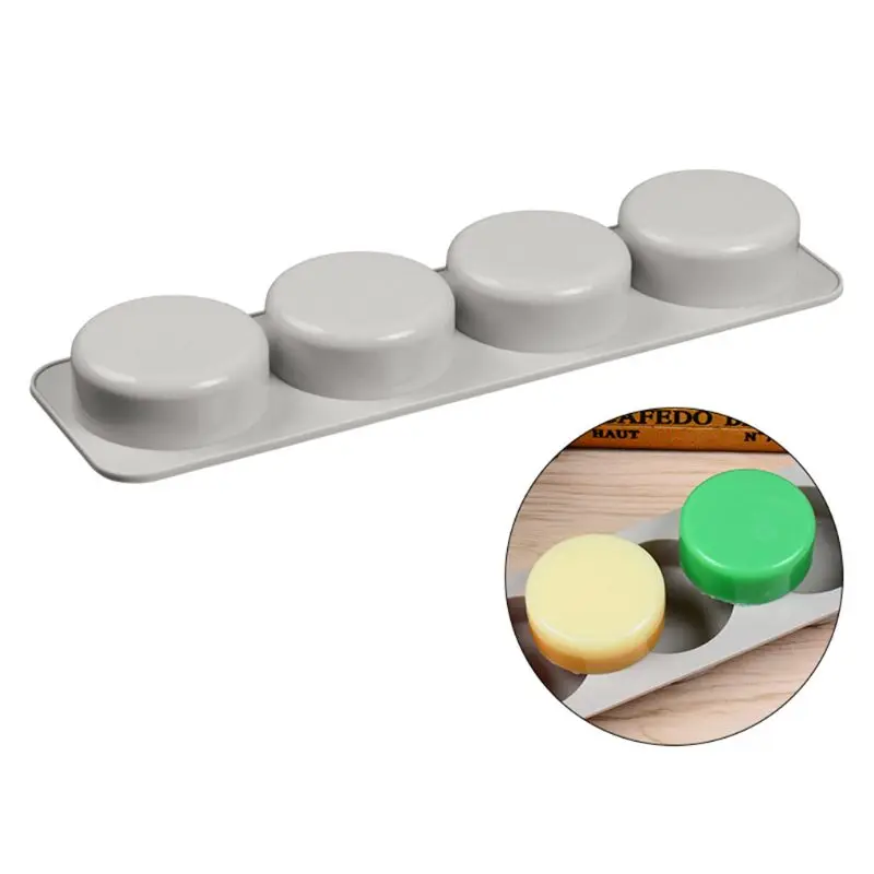 

4-Cavity 3D Round Shaped Silicone Soap Mold Handmade Bar DIY Craft Ice Cube Tray Cake Chocolate Biscuit Mould Baking Tool