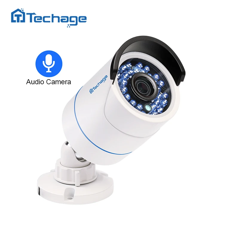 Techage HD 1080P 2.0MP Security CCTV POE IP Camera Audio Sound Record Waterproof Outdoor P2P