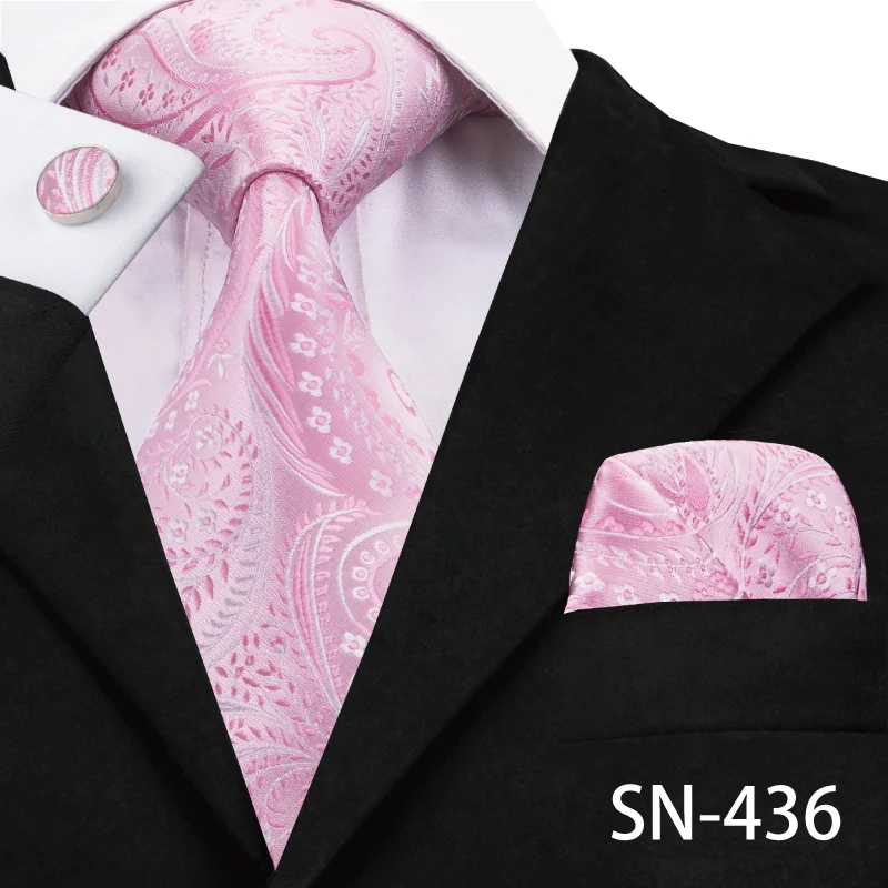 Hi-Tie Шелковый мужской галстук розовый цветочный галстук для мужчин Роскошный шелковый галстук платок модный дизайнерский бизнес Свадебный мужской галстук s - Цвет: SN-436